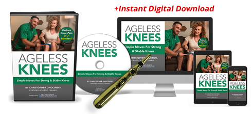 The physical DVD of Ageless Knees, Handbook Miracle Massage Wand, and Bonuses!